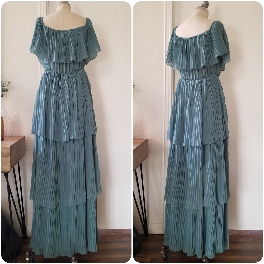 PINKBLUSH Jade Pleated Ruffle Tiered Maxi Dress Maternity Post Friendly. - Picture 6 of 10